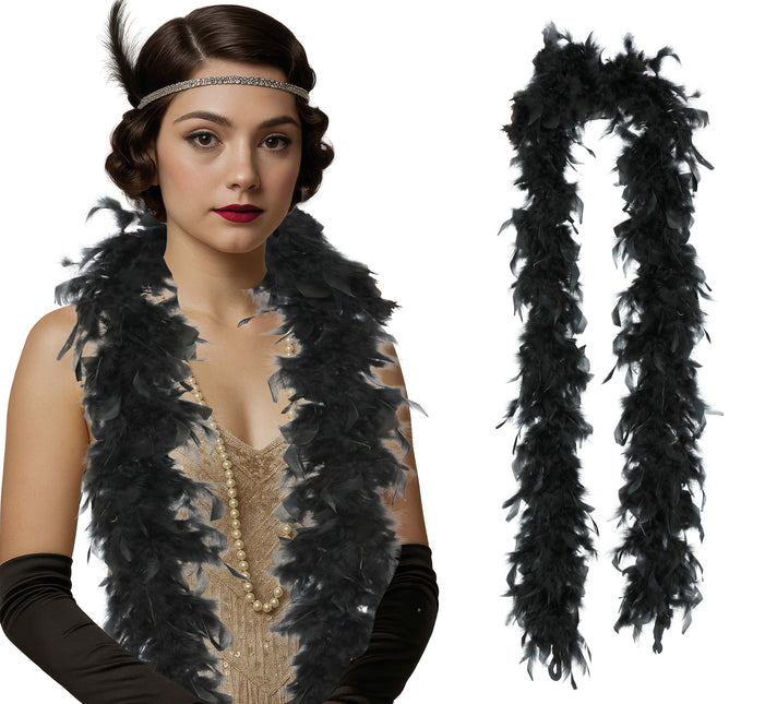 Plume de boa, 80 gr noir