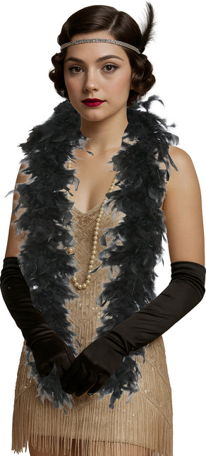 Plume de boa, 80 gr noir