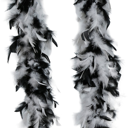Plume de boa, 80 gr noir/blanc