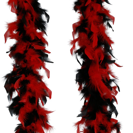 Plume de boa, 80 gr rouge/noir