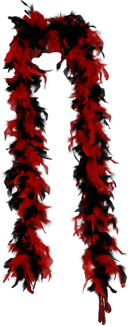 Plume de boa, 80 gr rouge/noir