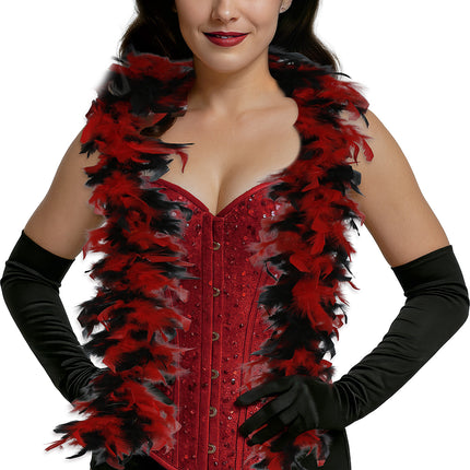 Plume de boa, 80 gr rouge/noir