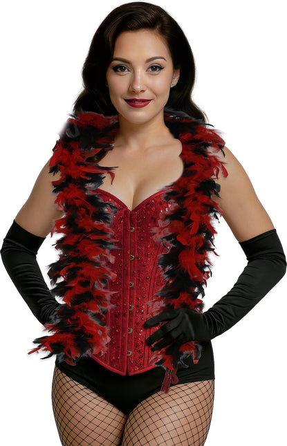 Plume de boa, 80 gr rouge/noir