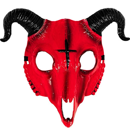 MASQUE DE BÉLIER SATANIQUE PLASTIQUE DUR ROUGE