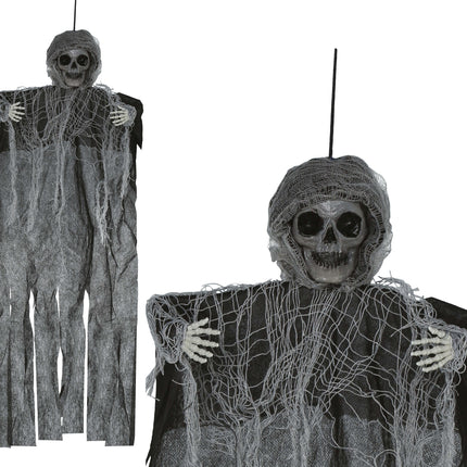 Poupée d'Halloween Squelette noir avec cape 60cm