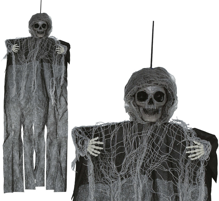 Poupée d'Halloween Squelette noir avec cape 60cm