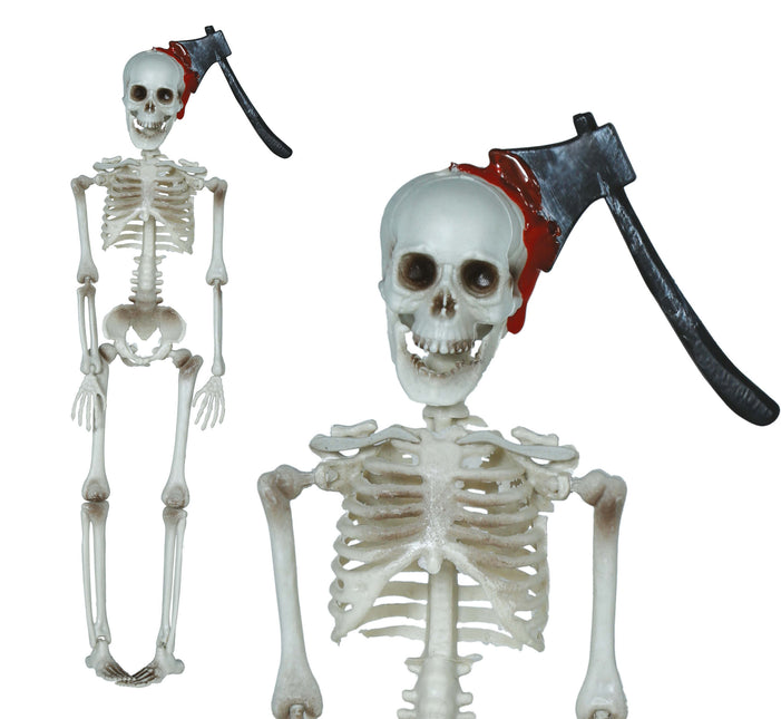Décoration suspendue d'Halloween Squelette avec hache 40cm