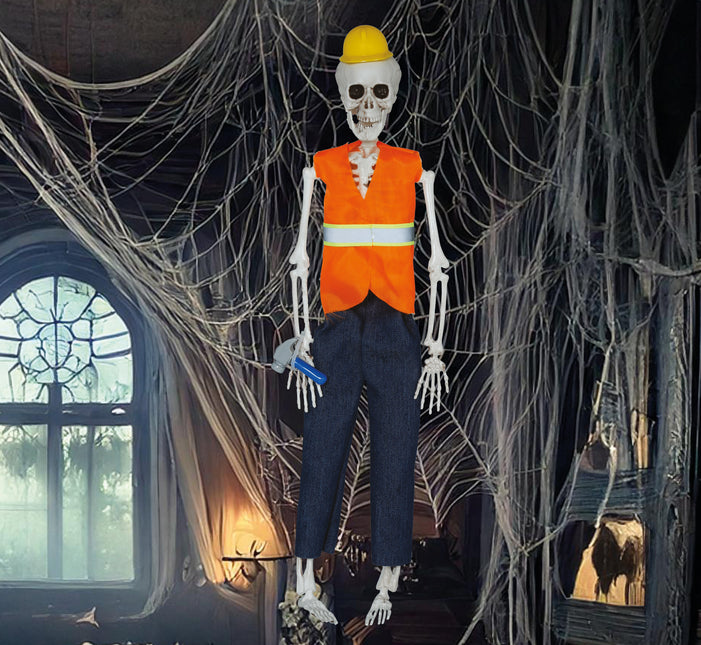 Halloween Poupée Squelette Ouvrier routier 40cm