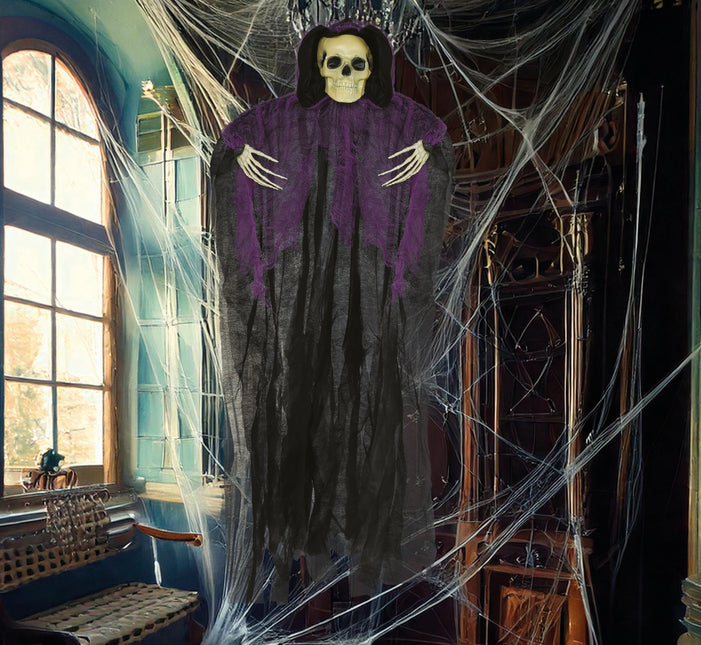 Squelette d'Halloween Noir Squelette violet 90cm