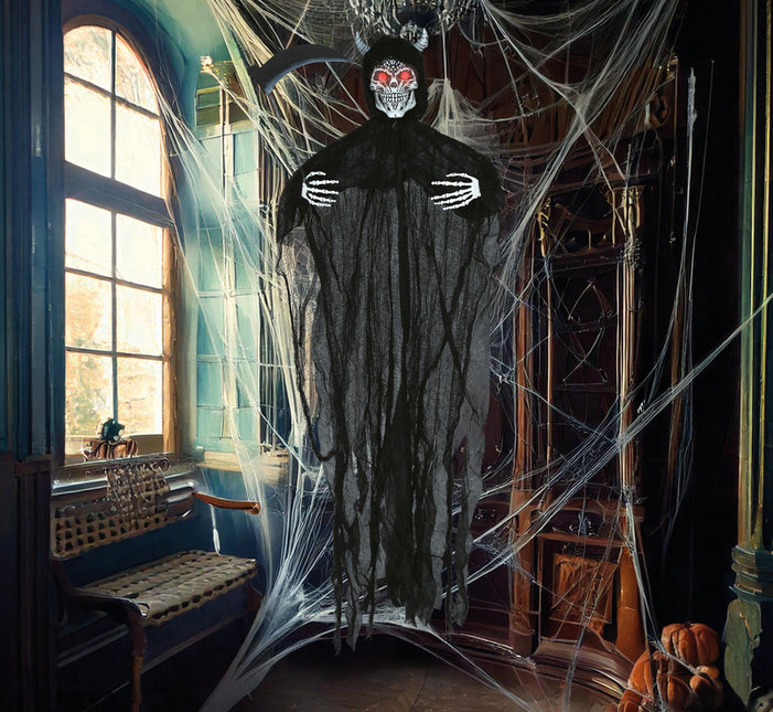 Poupée d'Halloween Squelette diabolique avec son et lumière 1.3m