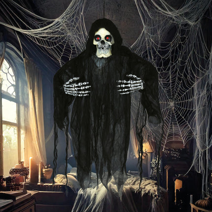 Squelette de poupée d'Halloween avec lumière, son et mouvement 1.20m