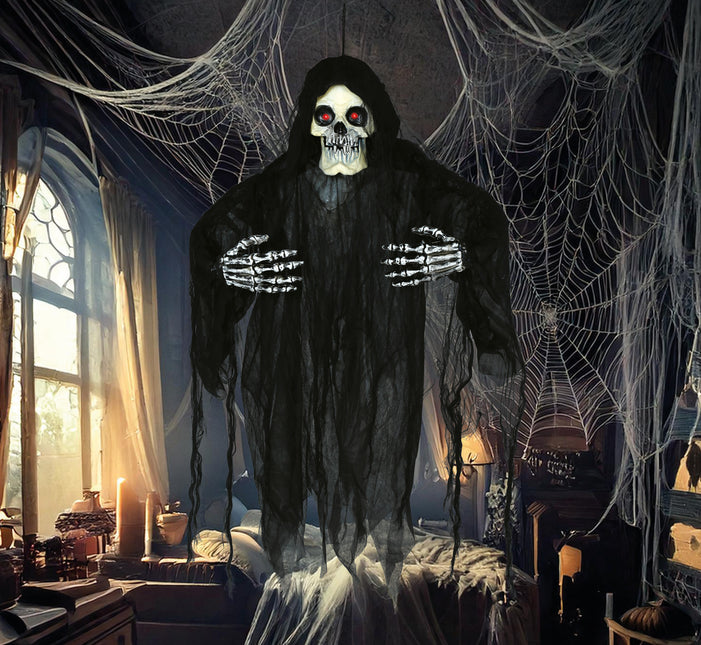 Squelette de poupée d'Halloween avec lumière, son et mouvement 1.20m