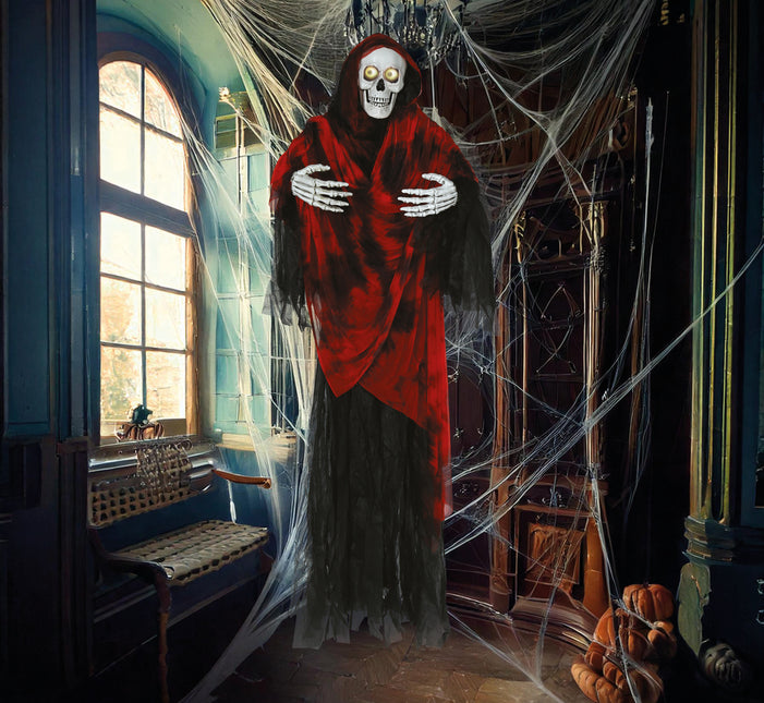 Squelette de poupée d'Halloween avec lumière et yeux mobiles 1,7 m