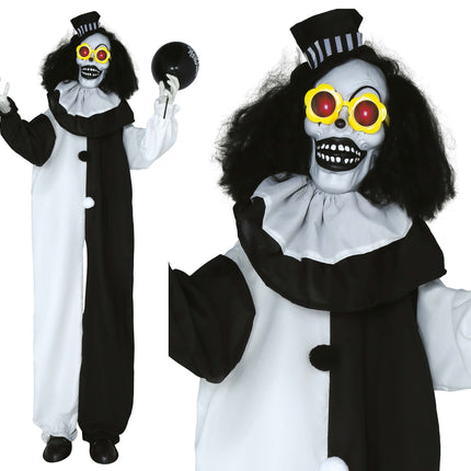 Poupée d'Halloween Clown noir et blanc avec son et lumière 1.7m