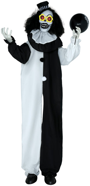 Poupée d'Halloween Clown noir et blanc avec son et lumière 1.7m