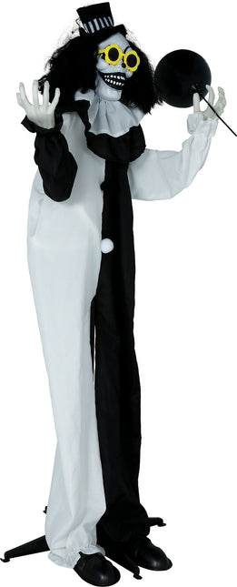 Poupée d'Halloween Clown noir et blanc avec son et lumière 1.7m