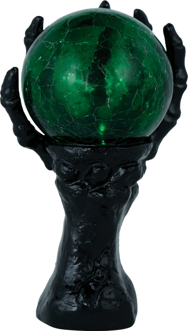Décoration d'Halloween Main Avec Sphère De Cristal Et Lumière 14.5cm