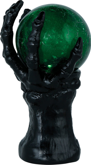 Décoration d'Halloween Main Avec Sphère De Cristal Et Lumière 14.5cm