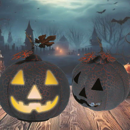 Décoration d'Halloween Citrouille en métal avec lumière 20cm