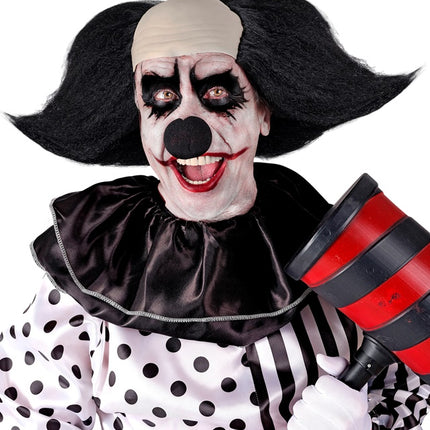 COUVRE-CHEF CLOWN SINISTRE AUX CHEVEUX NOIRS