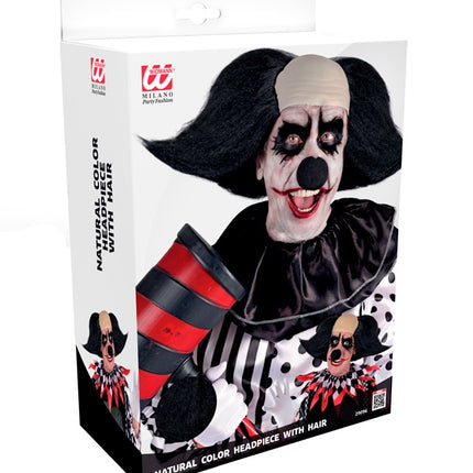 COUVRE-CHEF CLOWN SINISTRE AUX CHEVEUX NOIRS