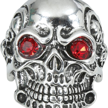 Bague en argent rouge tête de mort