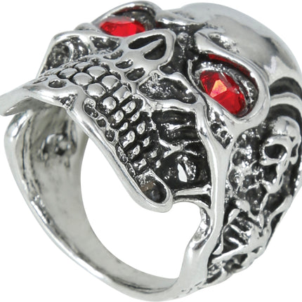 Bague en argent rouge tête de mort