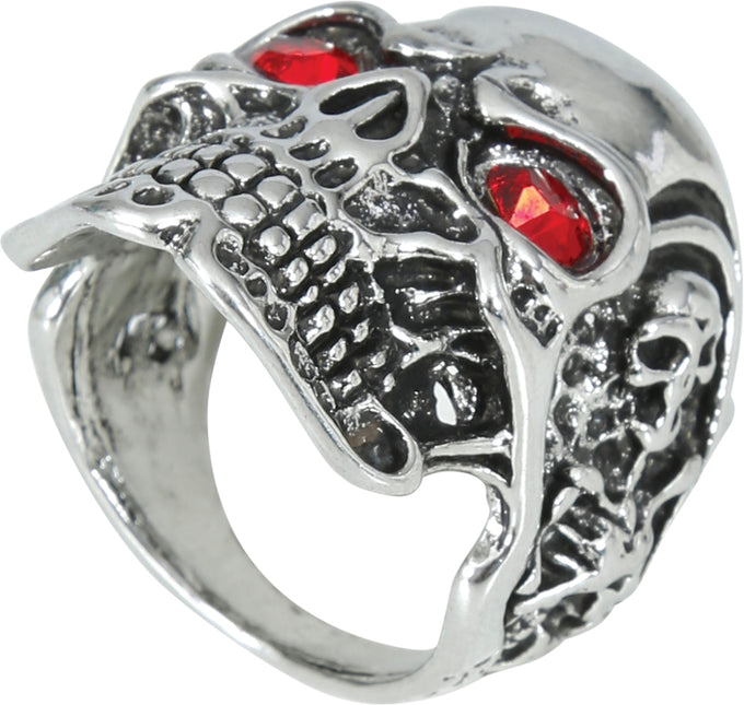 Bague en argent rouge tête de mort
