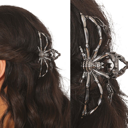 Pince à cheveux d'Halloween Araignée noire en métal