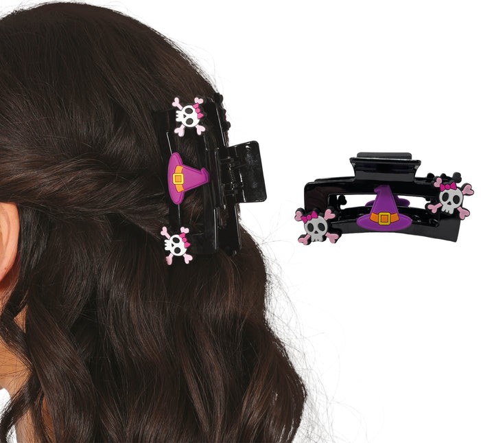 Pince à cheveux d'Halloween Tête de mort rose 2pcs