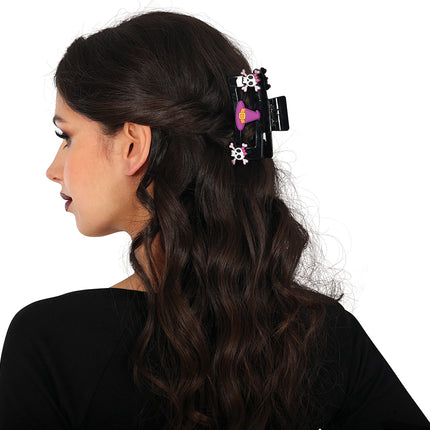 Pince à cheveux d'Halloween Tête de mort rose 2pcs
