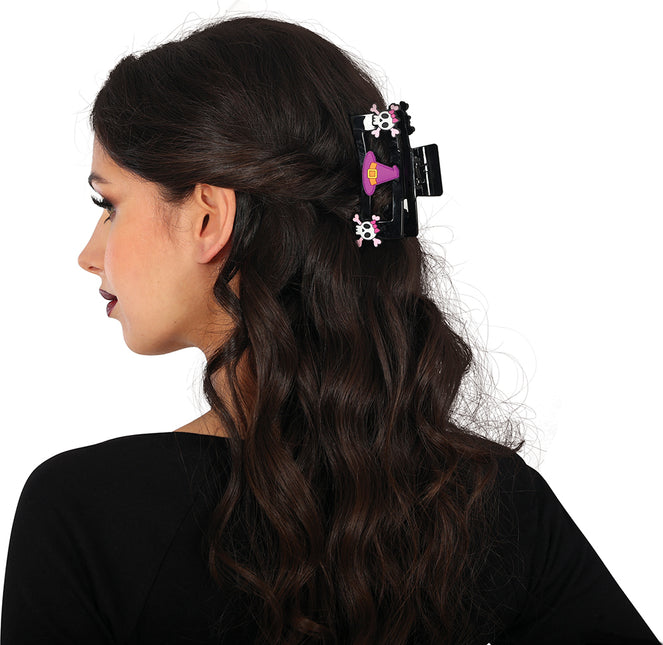 Pince à cheveux d'Halloween Tête de mort rose 2pcs
