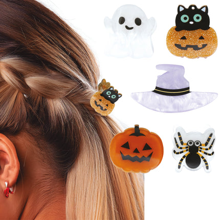 Pince à cheveux d'Halloween Citrouille et fantôme 5pcs