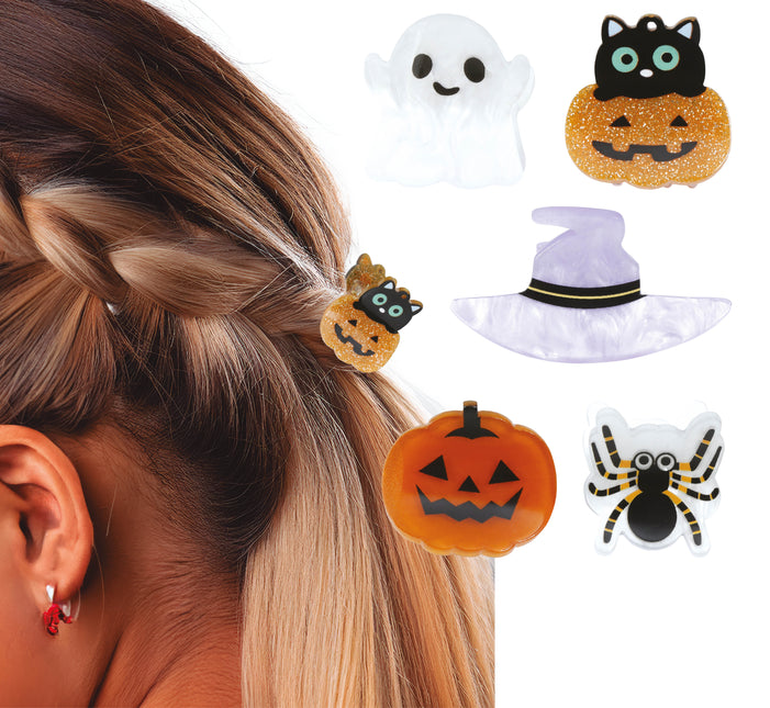 Pince à cheveux d'Halloween Citrouille et fantôme 5pcs