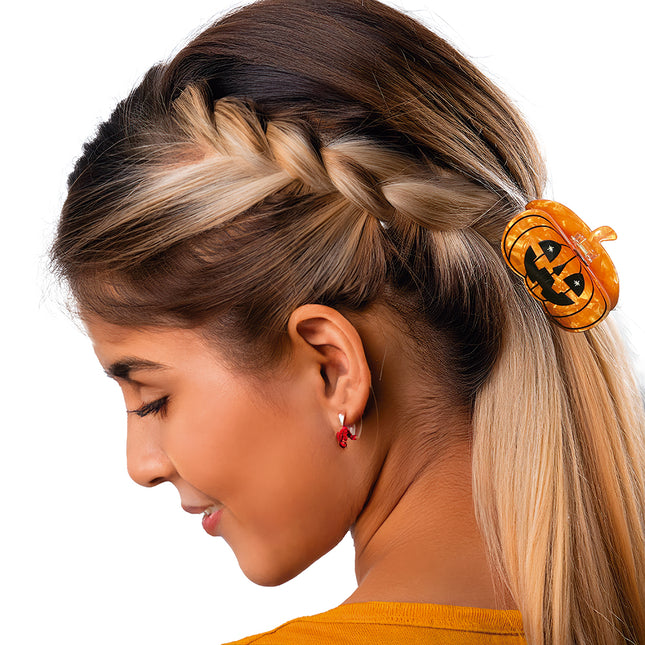 Pince à cheveux citrouille 6.5cm
