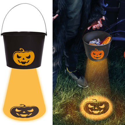 Seau d'Halloween Citrouille avec lumière 20cm