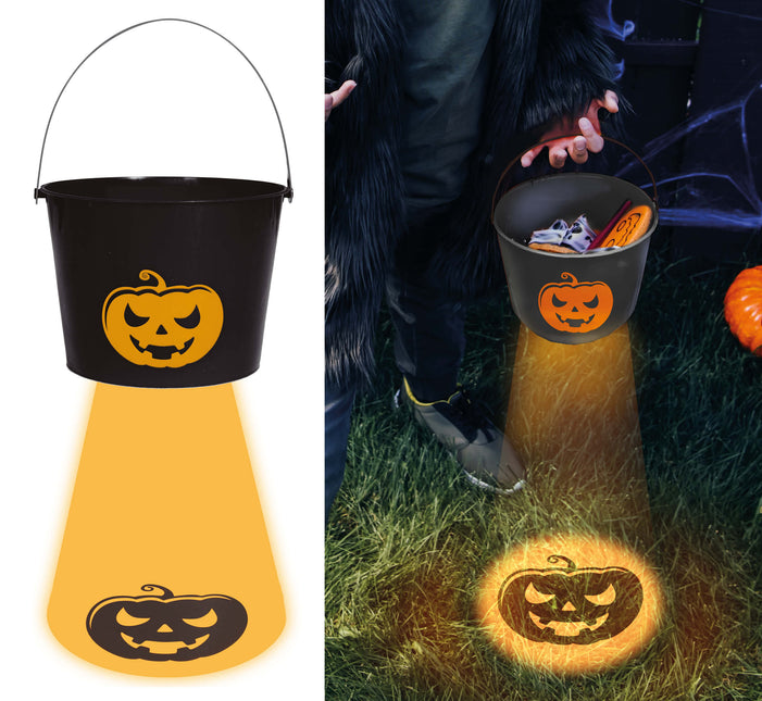 Seau d'Halloween Citrouille avec lumière 20cm