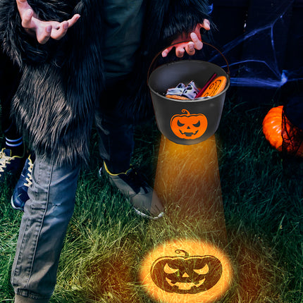 Seau d'Halloween Citrouille avec lumière 20cm