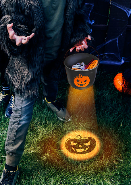 Seau d'Halloween Citrouille avec lumière 20cm