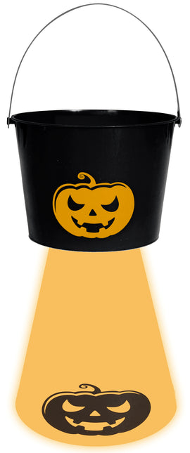 Seau d'Halloween Citrouille avec lumière 20cm