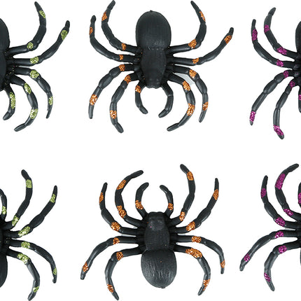 Fausse araignée noire pailletée 7cm 6pcs