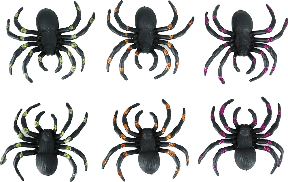 Fausse araignée noire pailletée 7cm 6pcs