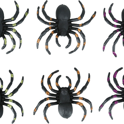 Fausse araignée noire pailletée 7cm 6pcs