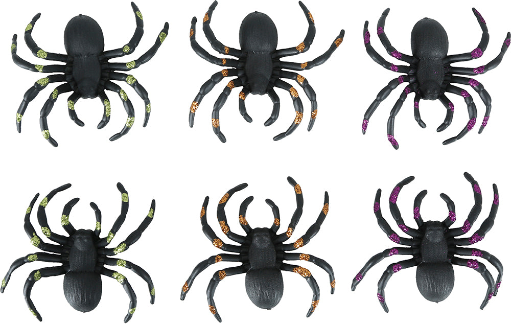 Fausse araignée noire pailletée 7cm 6pcs