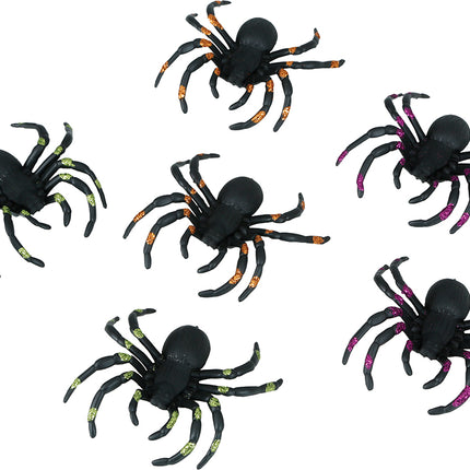 Fausse araignée noire pailletée 7cm 6pcs