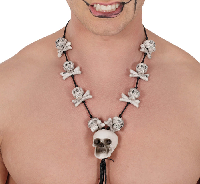 Collier d'ossements blanc noir