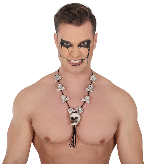 Collier d'ossements blanc noir