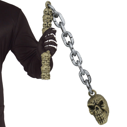 Halloween Faux bâton d'arme crâne sur chaîne 84cm