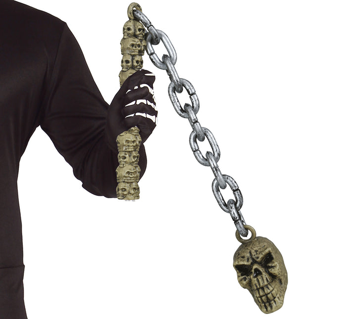 Halloween Faux bâton d'arme crâne sur chaîne 84cm