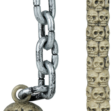 Halloween Faux bâton d'arme crâne sur chaîne 84cm